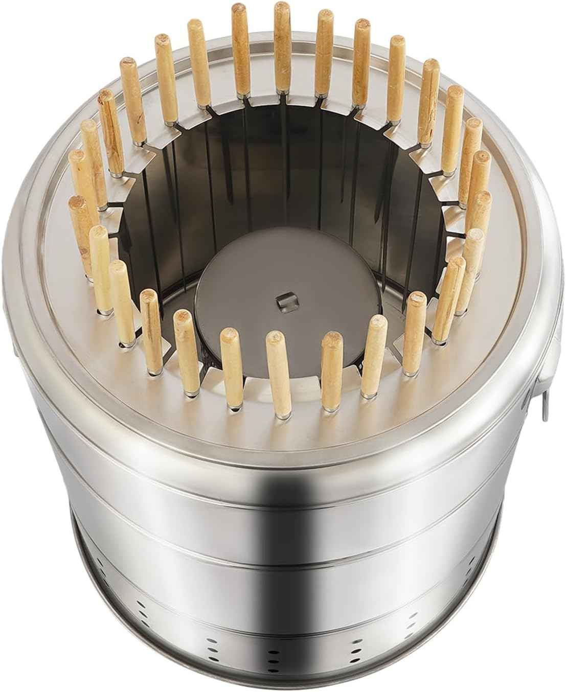 28 Skewer Charcoal Barrel Grill,360° Smokeless Portable Outdoor BBQ Grill with Stainless Steel Surround,Large Capacity for 6-10 People,for Picnics Camping Travel & Backyard
