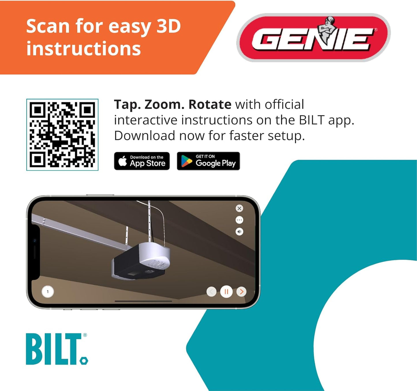 Genie Chain Drive 550 Garage Door Opener, Heavy Duty Chain Drive Opener, Model 2035-TKO