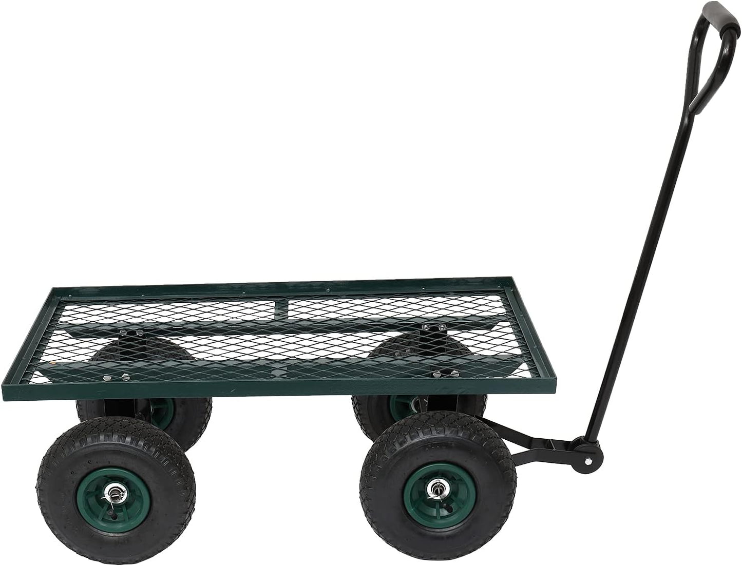Outvita Metal Deck Garden Cart with 10” Air Tires, Heavy Duty Wagon Cart for Farm, Yard and Cargo (Green)