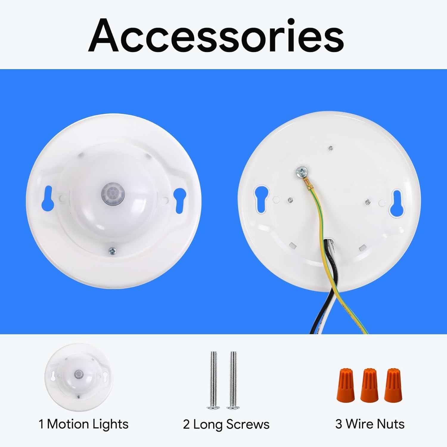 Energetic 4.7 Inch Motion Sensor Closet Ceiling Lights, LED Under Cabinet Lights Wired, Flush Mount Ceiling Lighting Fixtures for Bedroom, Kitchen, Hallway, Wet Location, 120V, 5000K, White, 1 Pack