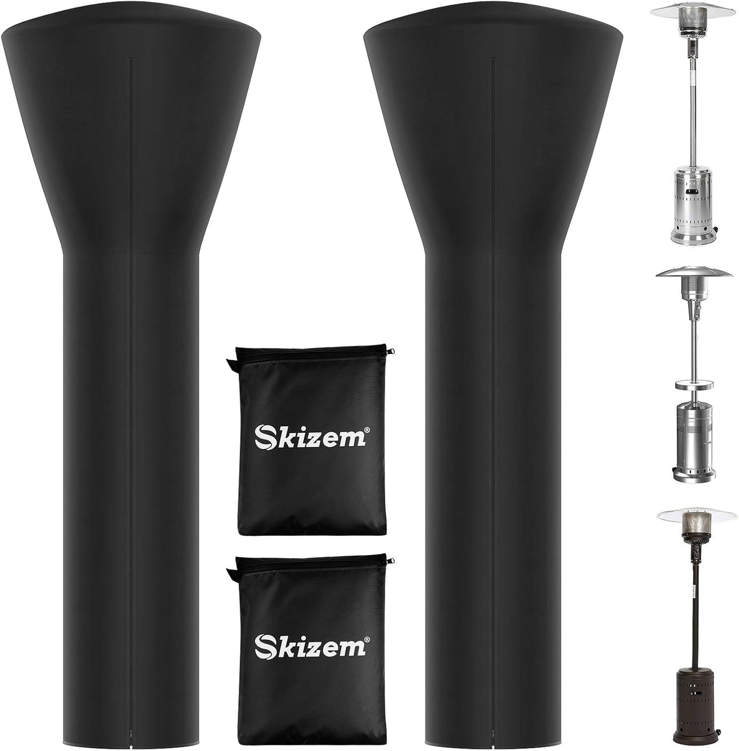 2 Pack Skizem Outdoor Patio Heater Covers with Zipper,Upgraded 420D Oxford Fabric with PU Coating Material,100% Waterproof Windproof Anti-UV Snow-Poof,36 Months of Use 89'' H x 33" D x 19" B