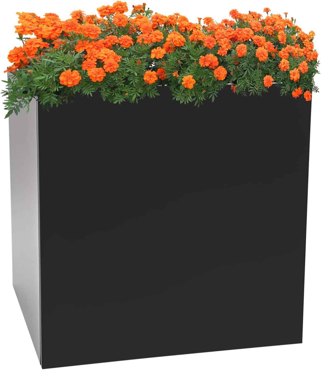 Large Black Square Planter Box, Square Indoor Outdoor Planters, Heavy Duty Cube Steel Planter, Modern Metal Flower Pot Container for Gardening Balconies Gardens Decorating (26 x 26 x 26 inch)