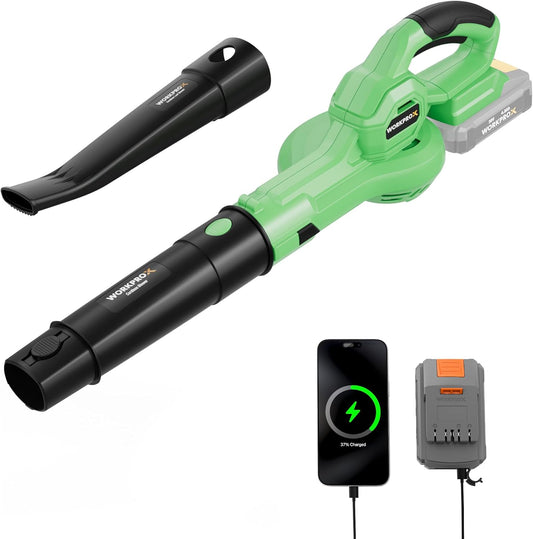 WORKPROX Leaf Blower Cordless, 20V Electric Blower with 4.0Ah Type-C Charging Battery, 138MPH 170CFM, Lightweight Handheld Mini Blowers for Lawn Care, Patio Cleaning, Dust, Blowing Leaves
