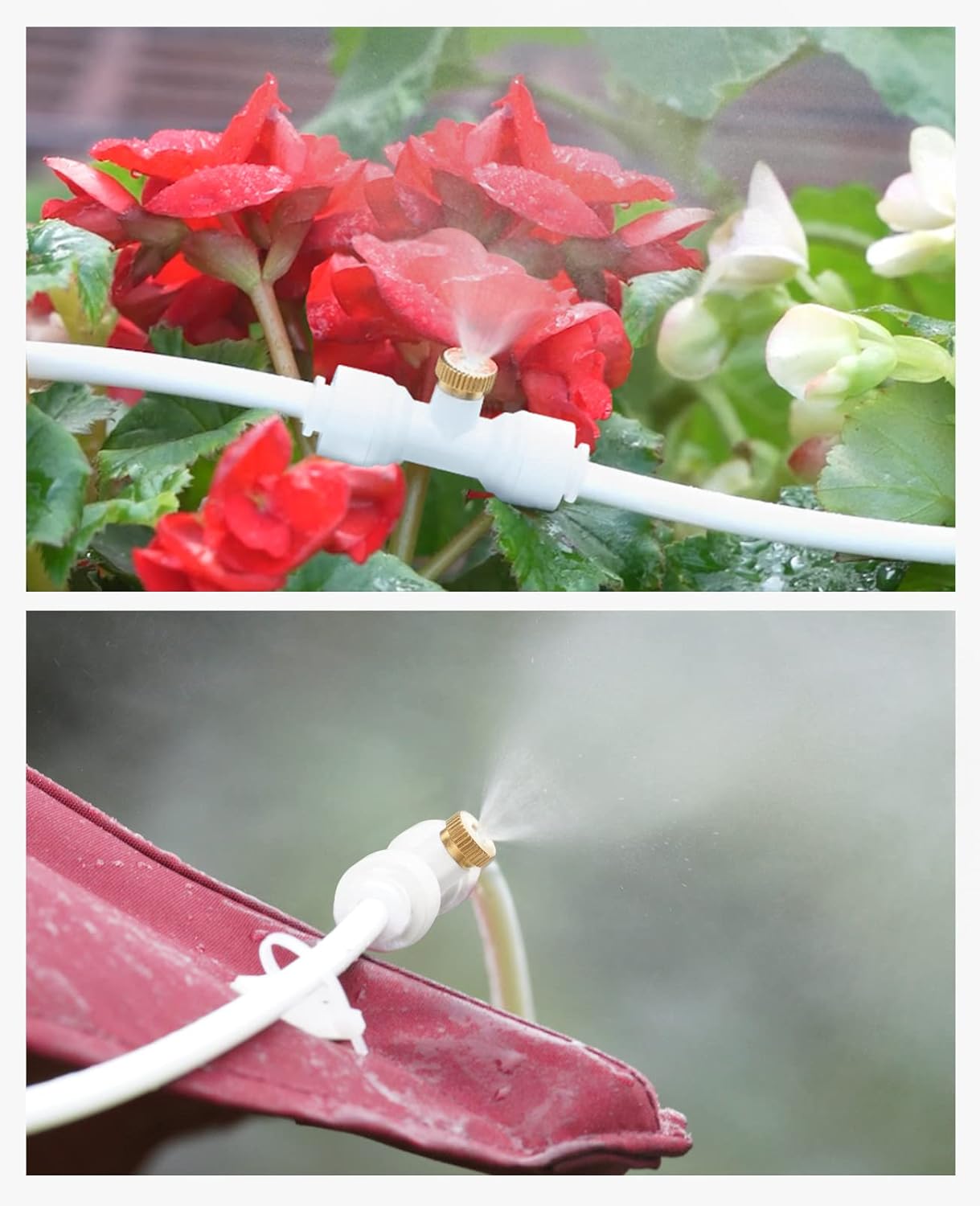 homenote Misting Cooling System, 92FT (28M) Misting Line + 26 Brass Mist Nozzles + Brass Adapter(3/4") Misters for Outside Patio Cooling Garden Greenhouse Watering