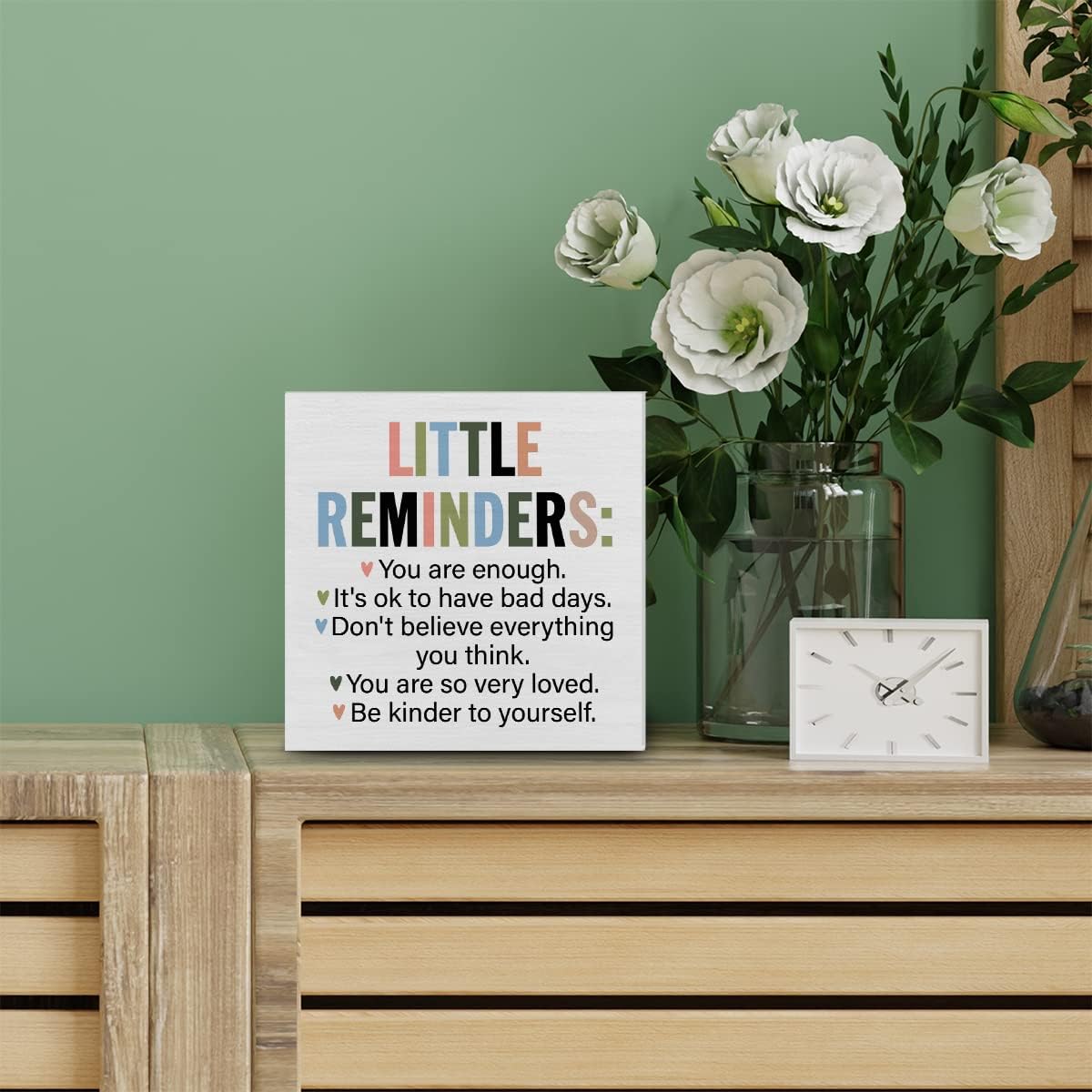 Inspiration Saying Wooden Box Sign Little Reminders You are Enough Wood Block Plaque Decor Home Office Desk Shelf or Wall Display