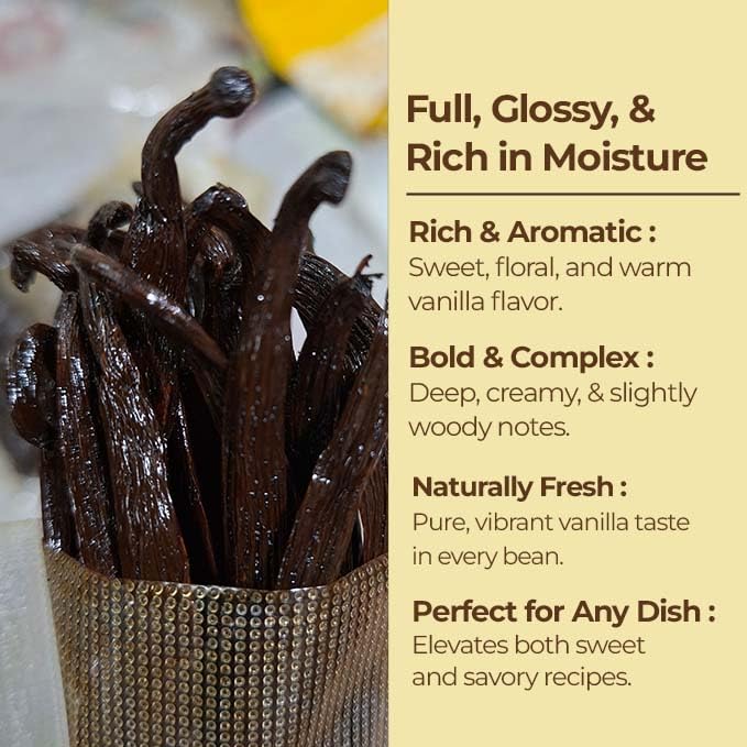 10 Vanilla Beans Grade A, Whole Vanilla Bean Pods For Making Extract, 6-8 Inches, Non GMO. Perfect For Vanila Powder, Baking & Desserts. by NYVanilla