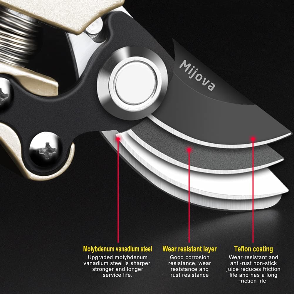 Gardening Scissors, Precision Pruning shears for Branches Shrubs and Vines, High-Carbon SK5 Steel Stays Sharp Longer for Clean Cuts that Promote Plant Health