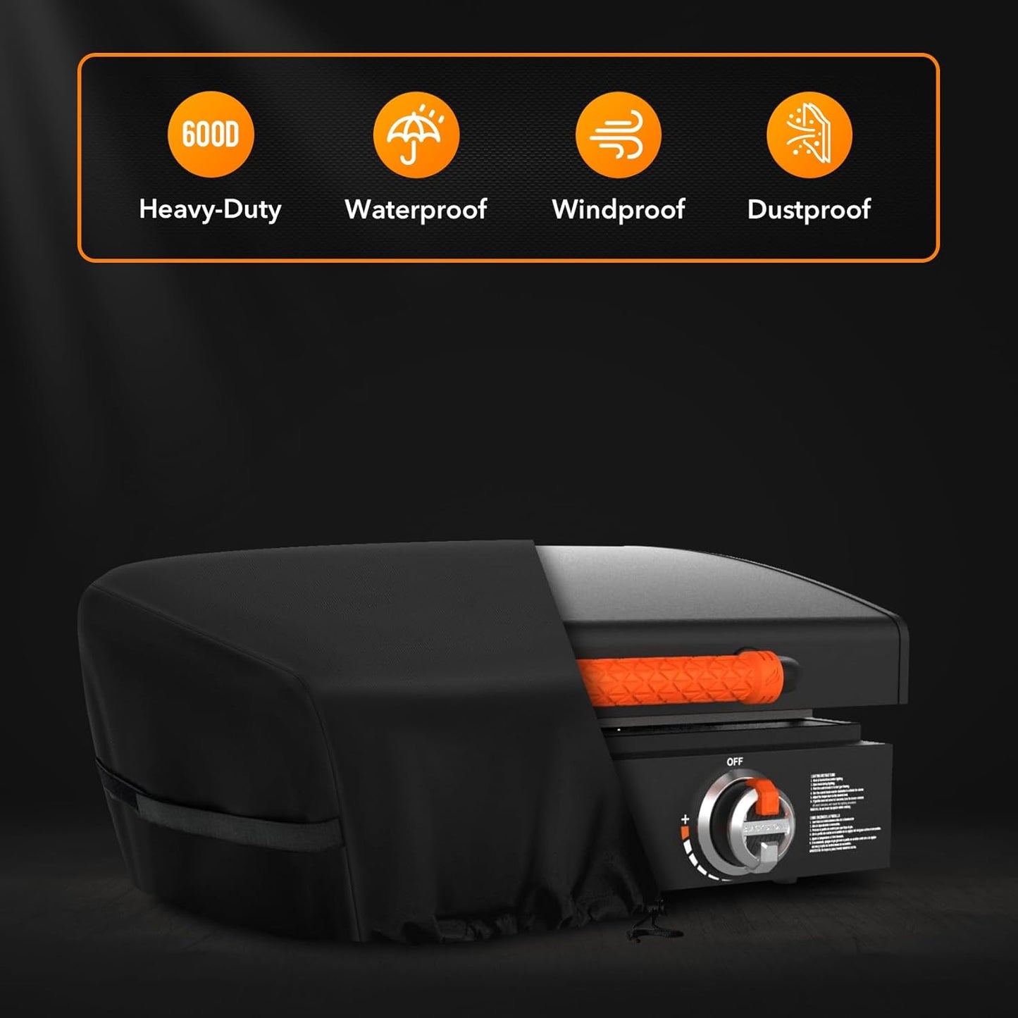 Heavy Duty Grill Cover Compatible with 1813 Blackstone 22inch Tabletop Griddle with Hood Captiva Designs 22‘’ Coleman Roadtrip LX,LXX, LXE, 285 Camping Grills and Smoke Hollow 205 Grill,600D Cover