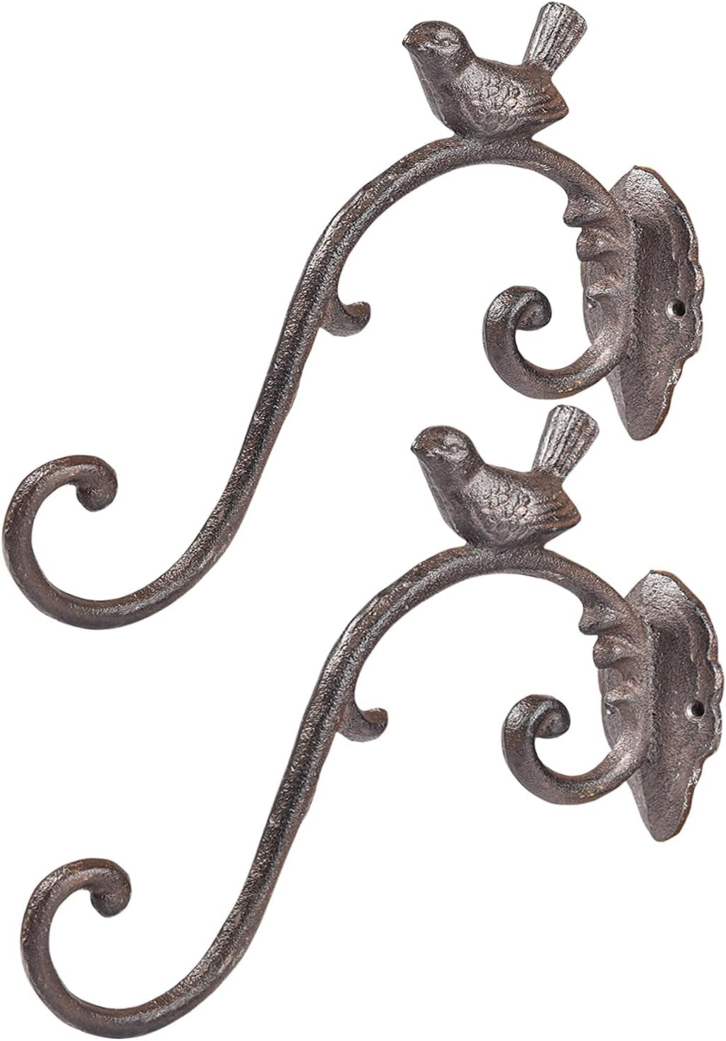 Sungmor Cast Iron Wall Hanging Plant Bracket, 2 Pack 10 Inch Decorative Plant Hanger, Lovely Bird Metal Plant Hooks for Hanging Planters Lanterns Bird Feeders Wind Chimes