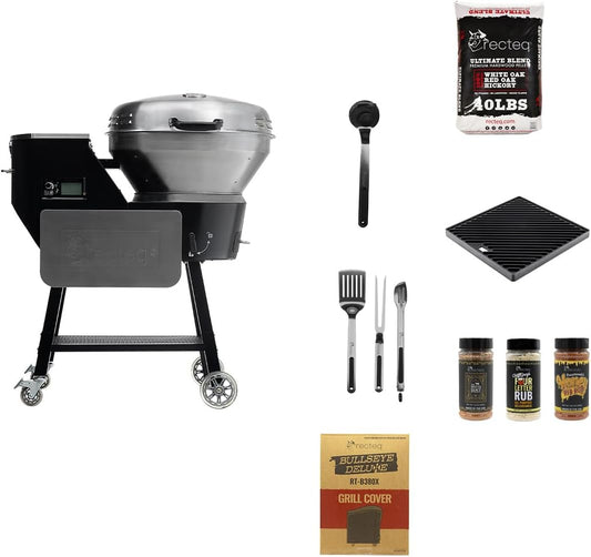 recteq Pellet Grill RT-B380X Bullseye Deluxe + Searing Essentials Bundle, WiFi Enabled Electric Pellet Smoker Grill, Wood Pellets, BBQ Outdoor, Smoke, Sear, and More