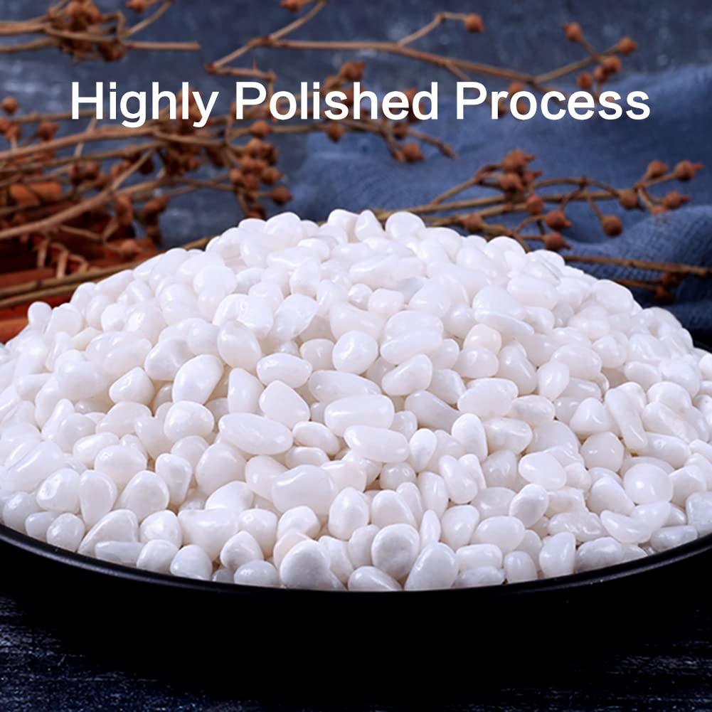 HOT SEAL 2.0 LB White Aquarium Gravel Pebbles 3/8", Natural Decorative Aquarium Substrate Small River Rocks, Mini Pebbles Stone for Fish Tank, Aquatic Plant Bonsai, Hydrophyte