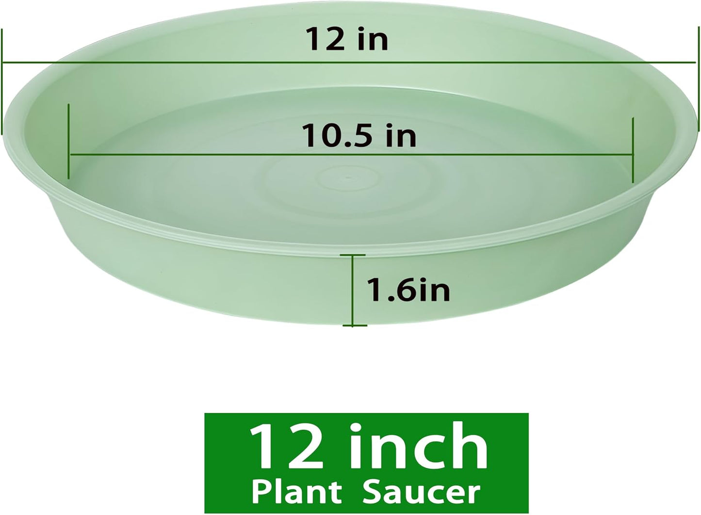 2 Pack of Bird Bath Bowl 12", 1.6" Depth, 10 12 inch Birdbath Bowls Dish Only for The Garden, Large Plant Saucer (12", Light Green)