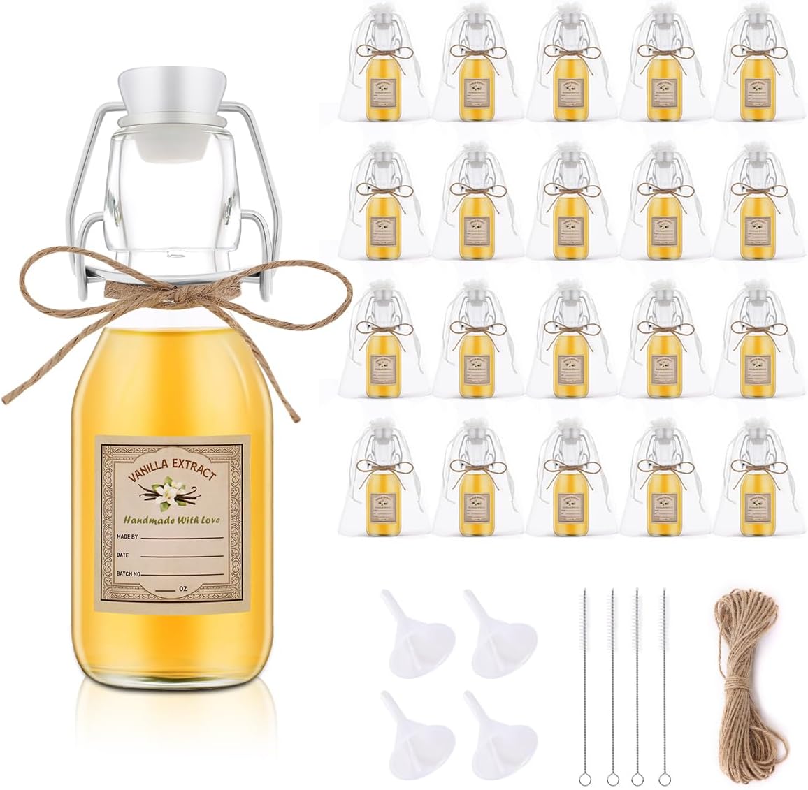 20Pcs 4 oz Swing Top Glass Bottles for Vanilla Extract Homemade,Flip Top Glass Bottles for Food Storage Canister for Hot Sauce Beans