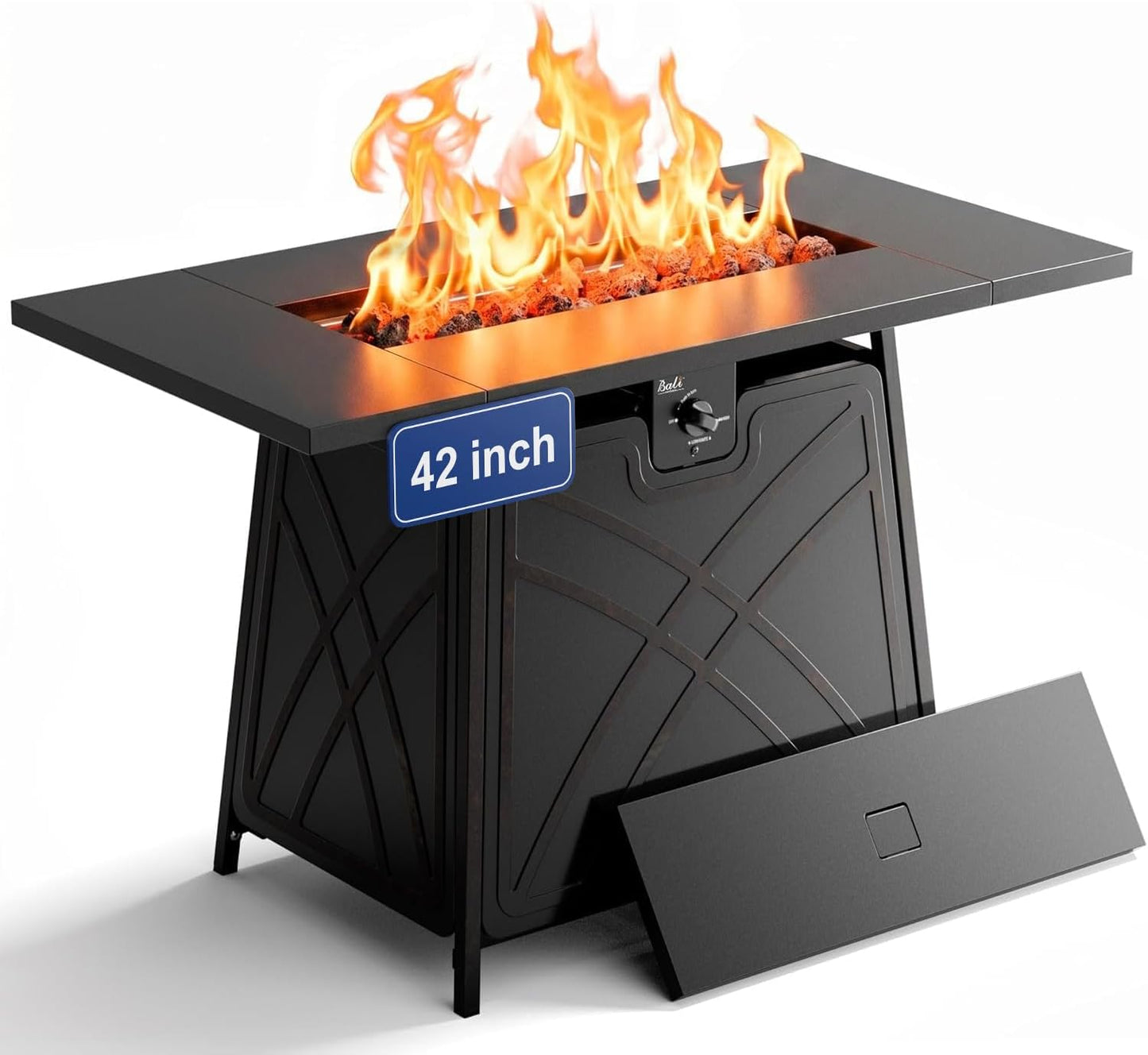 BALI OUTDOORS Propane Fire Pit Patio Outdoor Fire Pit Table Large Firepits for Outside Black
