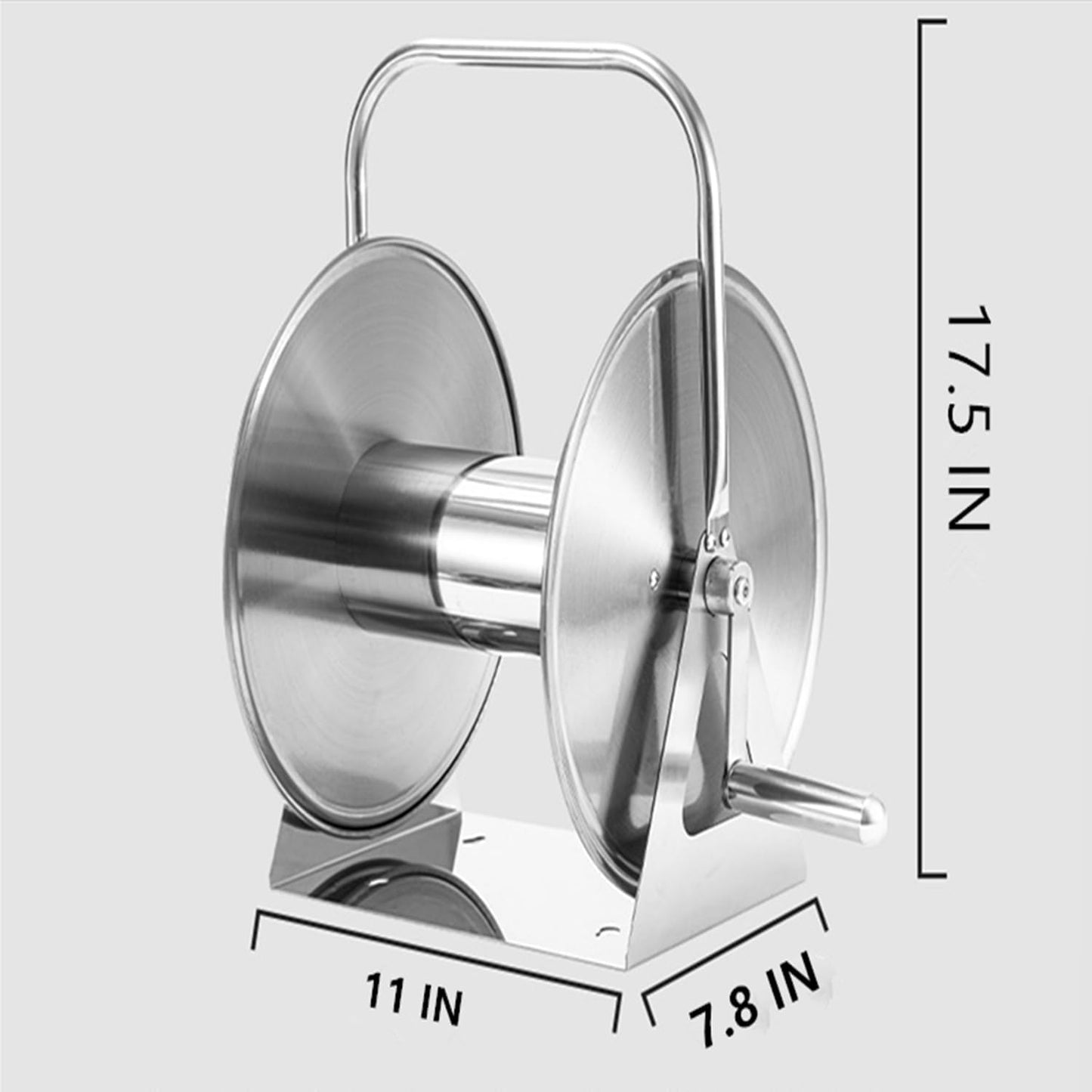 Stainless Steel Garden Hose Reel, Wall Mount or Floor Mounted with 3/4 Inch Brass Fittings Lead hose, 165 Ft Capacity with portable hose reels & Crank Handle