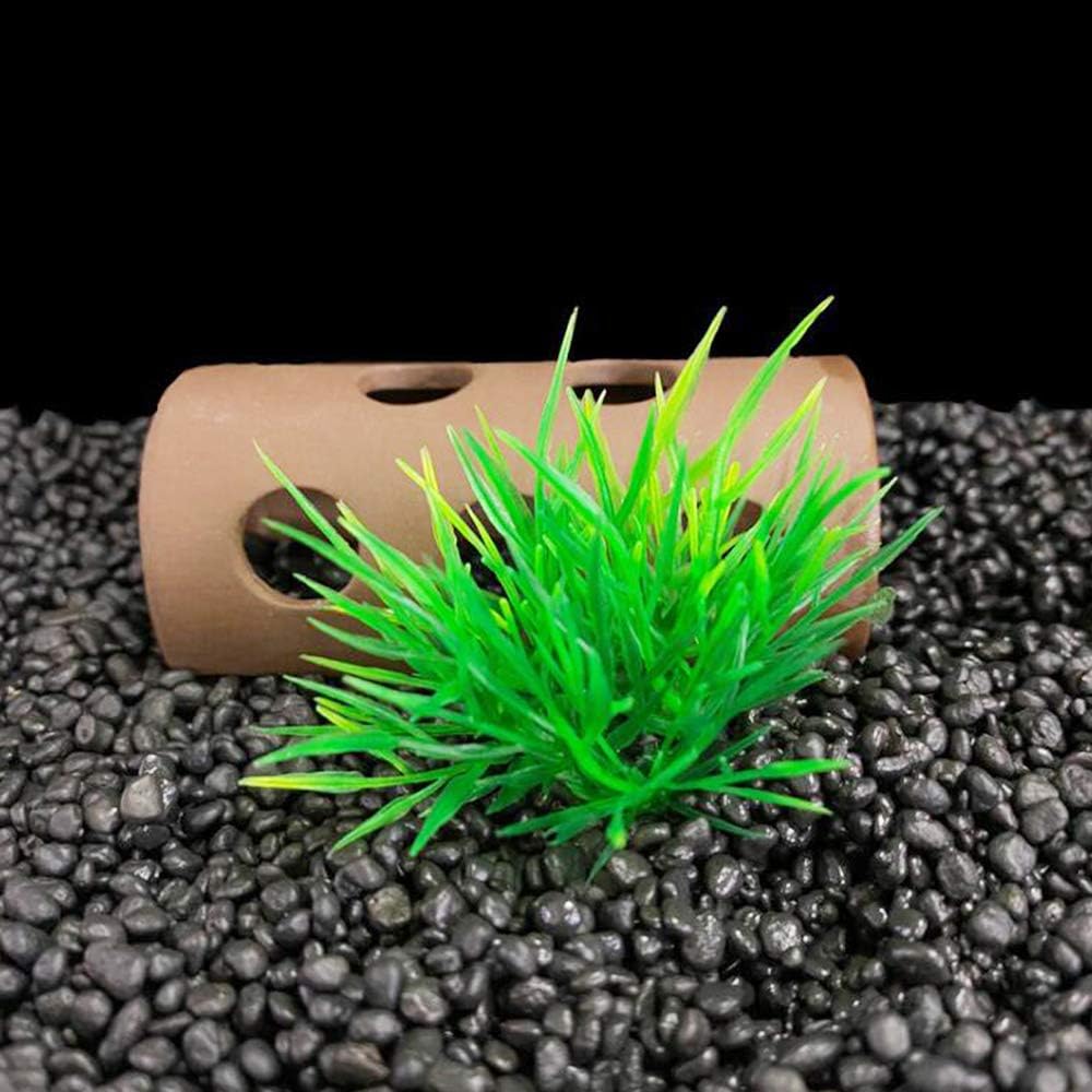 Smoothedo-Pets Aquarium Plant Fish Tank Decoration 20 Pieces Small/1" Tall Plastic Artificial Plant Goldfish Hidden Mini Grass Set (Green-C)