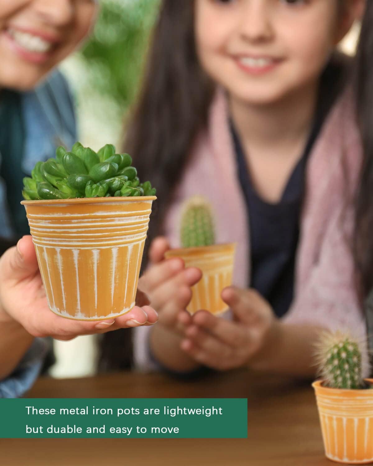 vensovo 5 Inch Orange Metal Rustic Flower Pots - 6Pcs Medium Galvanized Planters with Drainage Hole and Rubber Plug, Rustproof Metal Bucket Plant Pots Farmhouse Vintage Style for Decor