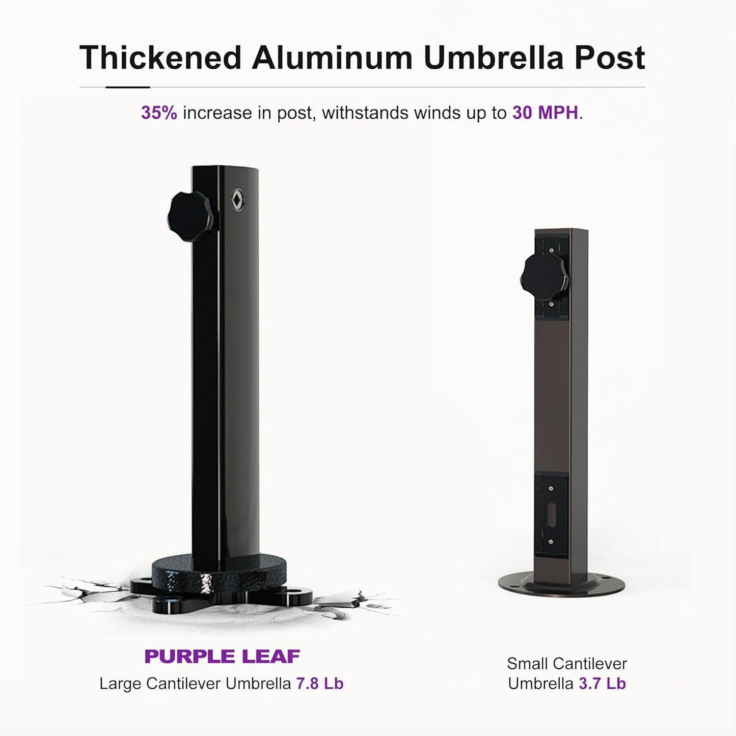 PURPLE LEAF 10FT Cantilever Outdoor Umbrellas Large Patio Umbrella Hanging Double Top Square Offset Umbrella with 360°Rotation Tilting Umbrella Outdoor Patio, Grey