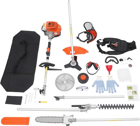 2025 New 52CC 2-Stroke Gas Weed Wacker, 5-in-1 Multi-Functional Lawn Mower Garden Hedge Trimmer String Trimmer Pole Chainsaw with Extension Pole, Weed Eater for Grass and Bush