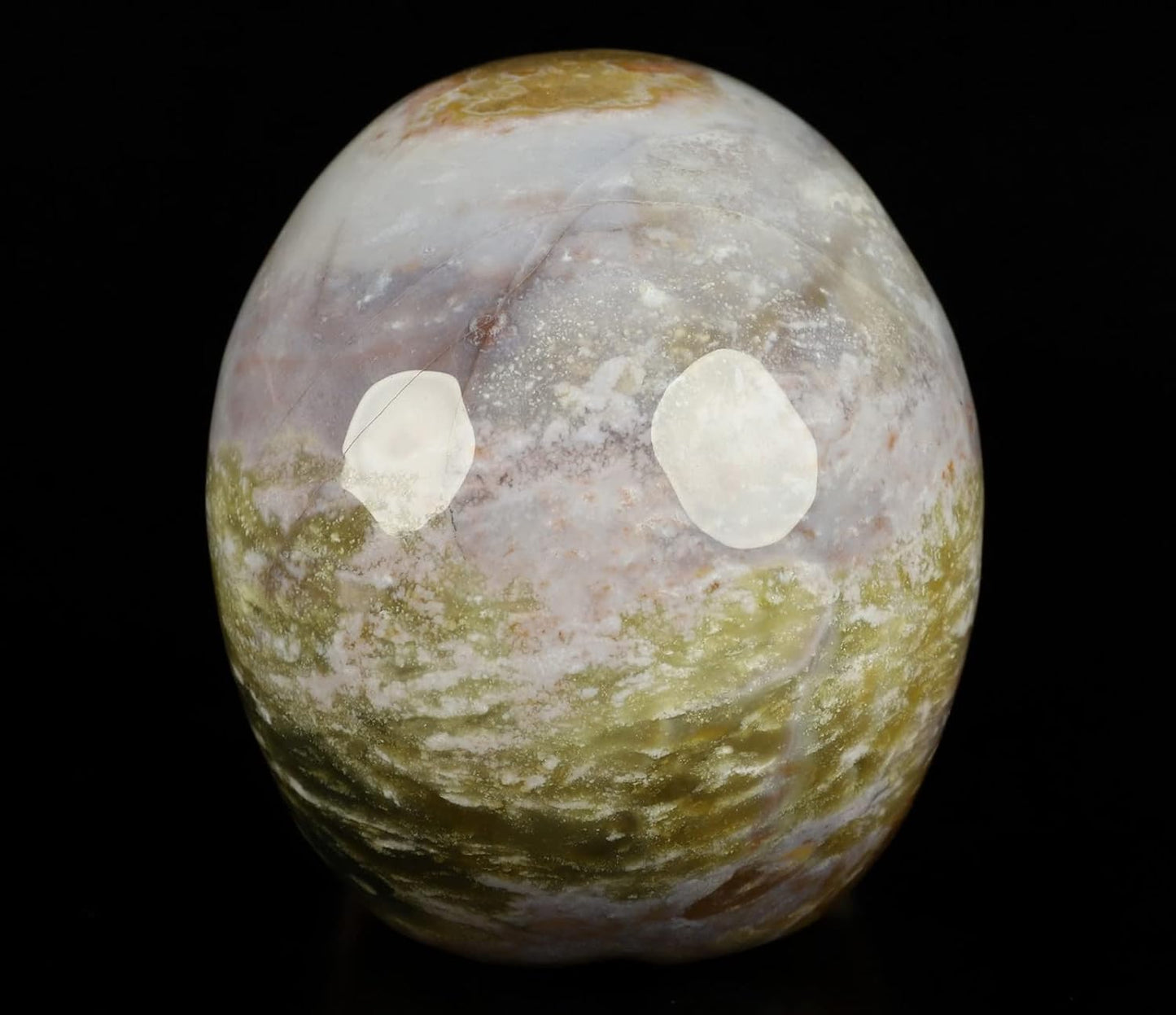 Skullis 5.0" Indian Agate Crystal Skull, Hand Carved Gemstone Fine Art Sculpture, Reiki Healing Stone Statue.530 Z8