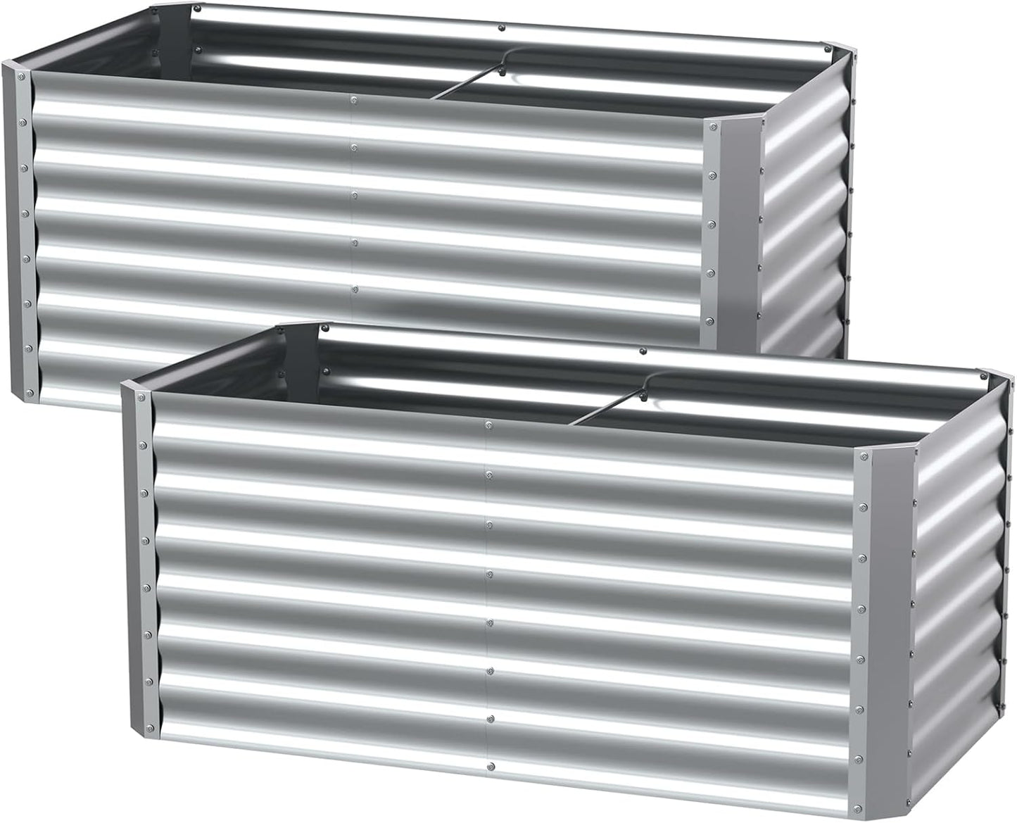 4X2X2ft (2 Pack) Galvanized Raised Garden Bed,Outdoor Planter Box Metal Patio Kit Planting Bed for Vegetables Flowers Herb