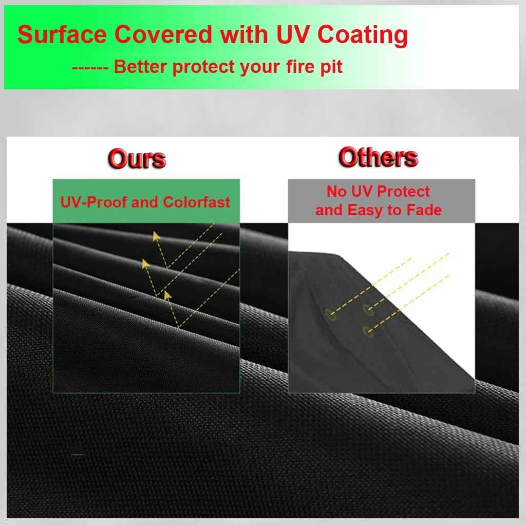 30 Inch Square Fire Pit Cover for 28-30 Inch Fire Pit Tables, 600D Heavy Duty Waterproof 31 x 31 x 25 Inches Patio Propane Gas Firepit Cover Square Outdoor, Black