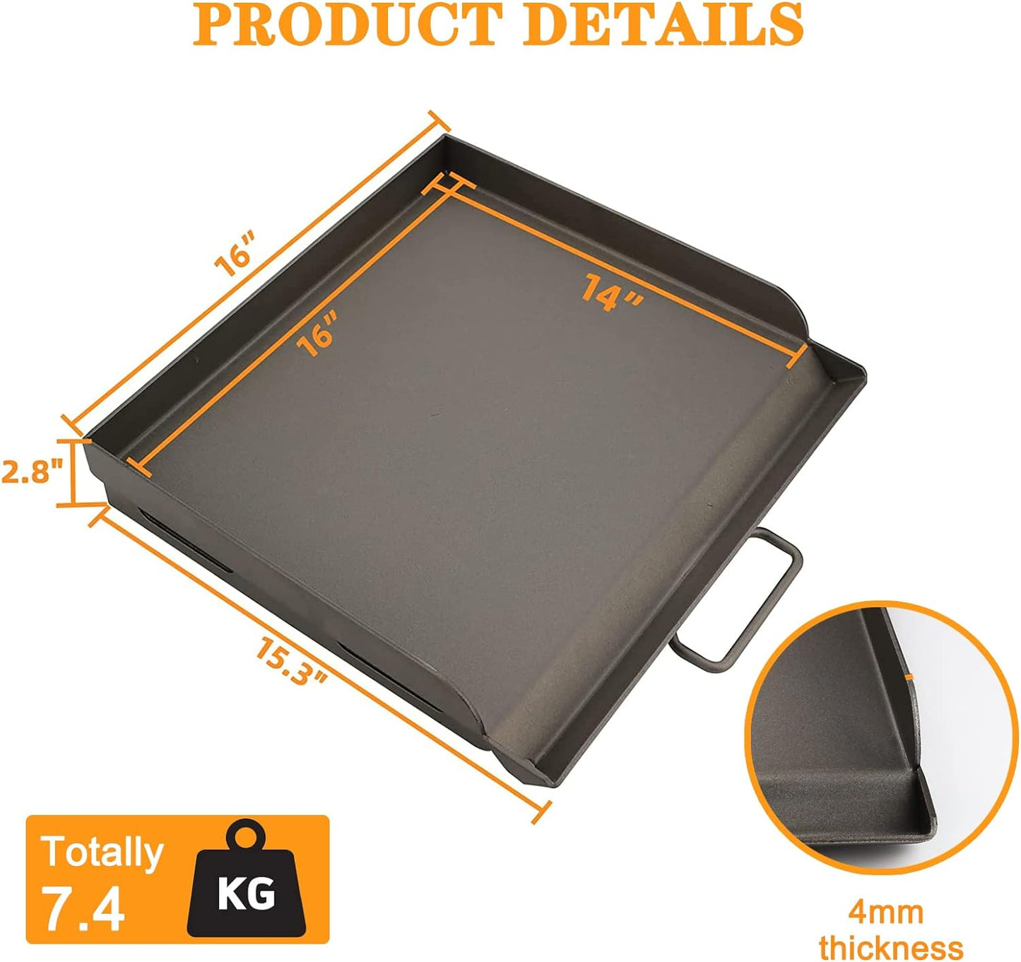 Uniflasy Fry Griddle for Camp Chef Stove, 14" x16" Flat Top Gas Grill Griddle for Camp Chef EX60LW EX60P EX60FP EX60B EX280LW DB60D YK60LW EX90LW SB30D, Professional Griddle Flat Top Plate