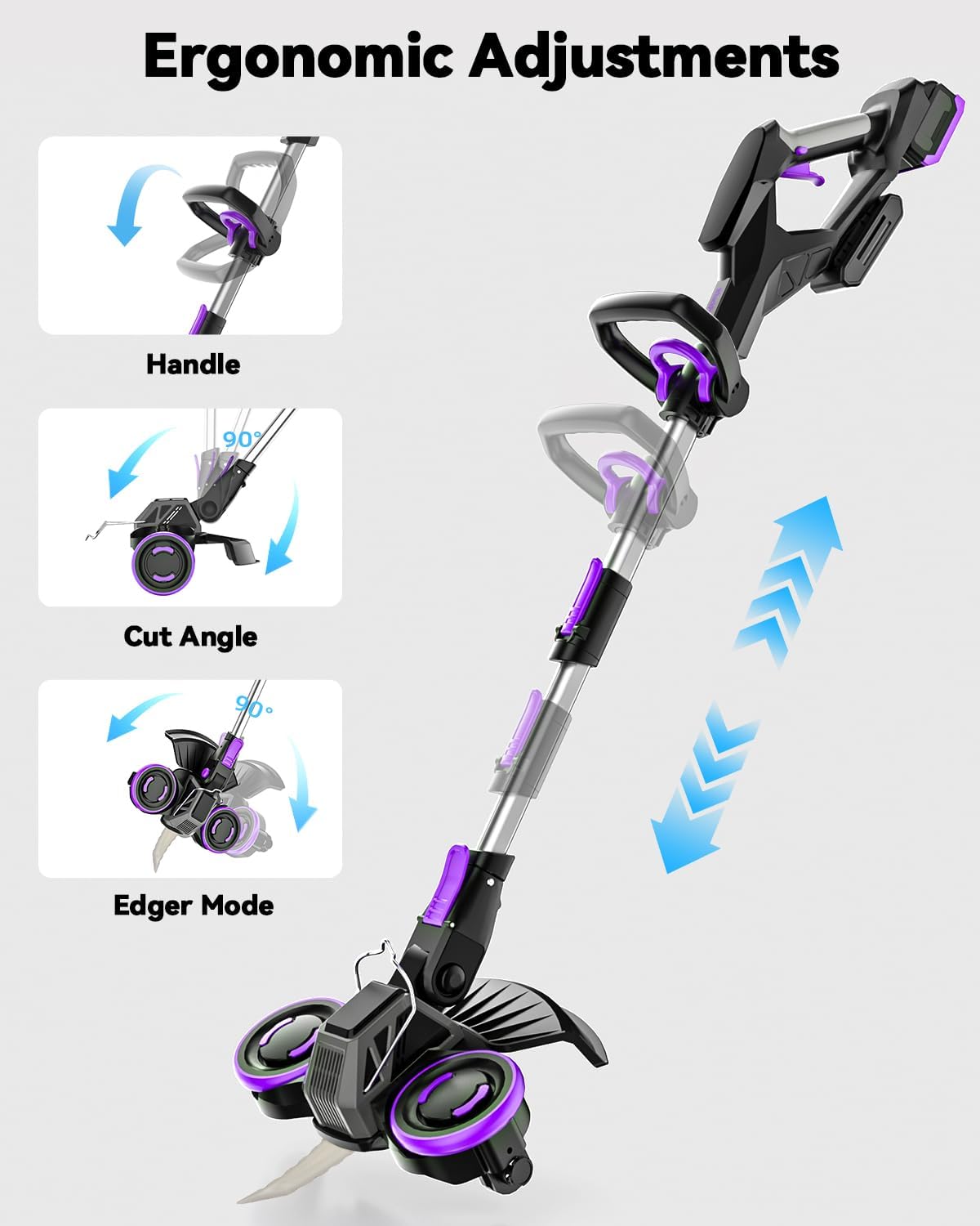 20V Cordless Weed Wacker, Brushless Motor, 3-in-1 Lawn Edger/Mower/Trimmer, 30 Min Runtime(One 4.0Ah Battery)