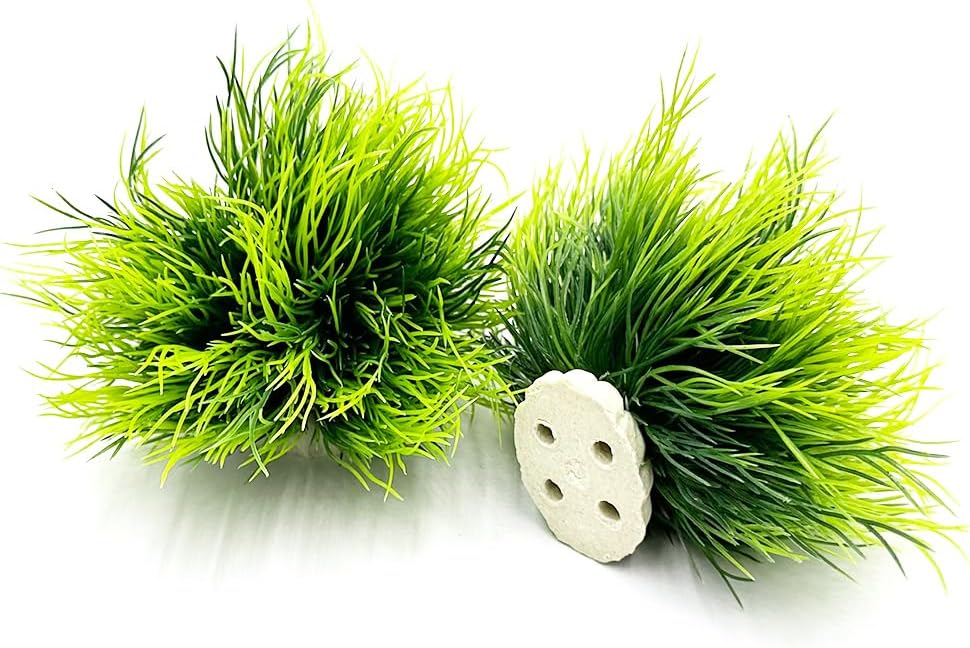 Smoothedo-Pets Aquarium Plants Fish Tank Decorations 2pcs Small Size/3.5inch Ornament Plastic Artificial Plant Goldfish Waterscape Fish Hides Mini Grass Set (2pcs/Green)