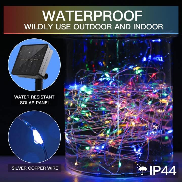 suddus 2 Pack 33ft Solar Fairy String Lights Small, 100 Led Multicolor Solar Fairy Lights Outdoor, Solar Christmas Lights Copper Wire for Trees Garden Patio