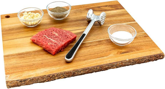 Restaurantware Met Lux Meat Tenderizer, 1 Double-Sided Meat Mallet - Textured Surfaces, Ergonomic Handle, Aluminum Meat Pounder, Corrosion-Resistant, For Tenderizing Steak Or Poultry