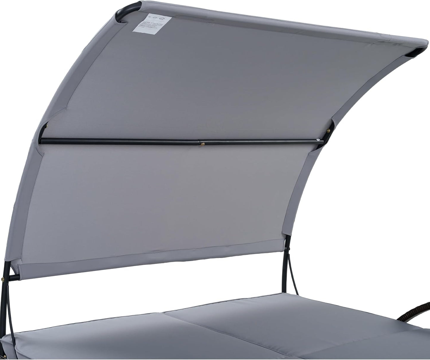 Mirightone 2-Person Outdoor Chaise Lounge Daybed with Canopy, Steel Frame Patio Sunbed with Adjustable Backrest, Hidden Side Table and Arched Armrests, for Poolside, Deck, Garden, Gray