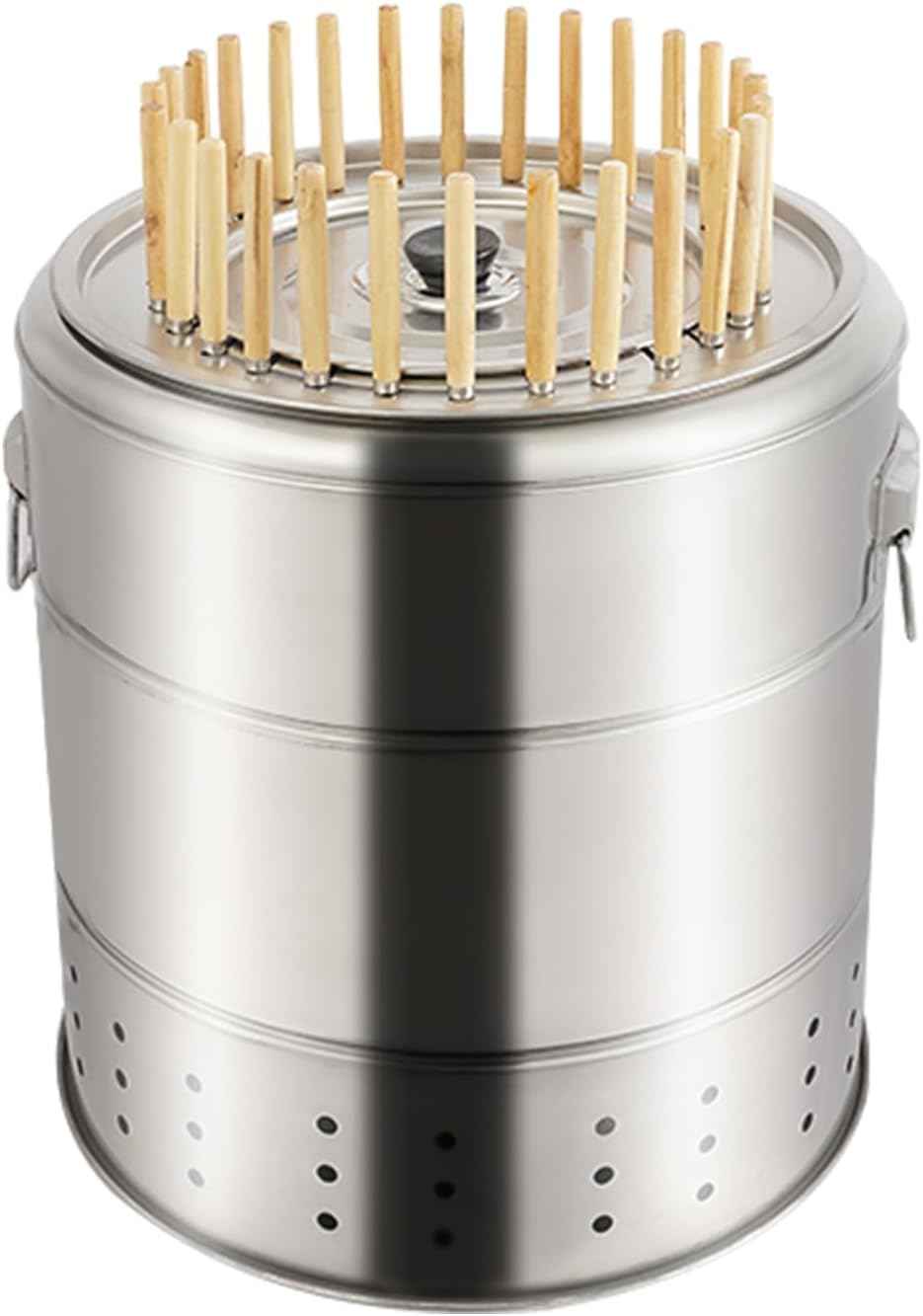 28 Skewer Charcoal Barrel Grill,360° Smokeless Portable Outdoor BBQ Grill with Stainless Steel Surround,Large Capacity for 6-10 People,for Picnics Camping Travel & Backyard