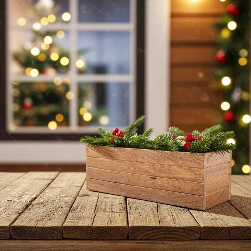 Handmade Rustic Cedar Herb Window Planter Box – Wooden Window & Railing Planter for Indoor or Outdoor Use, Made in USA (18)