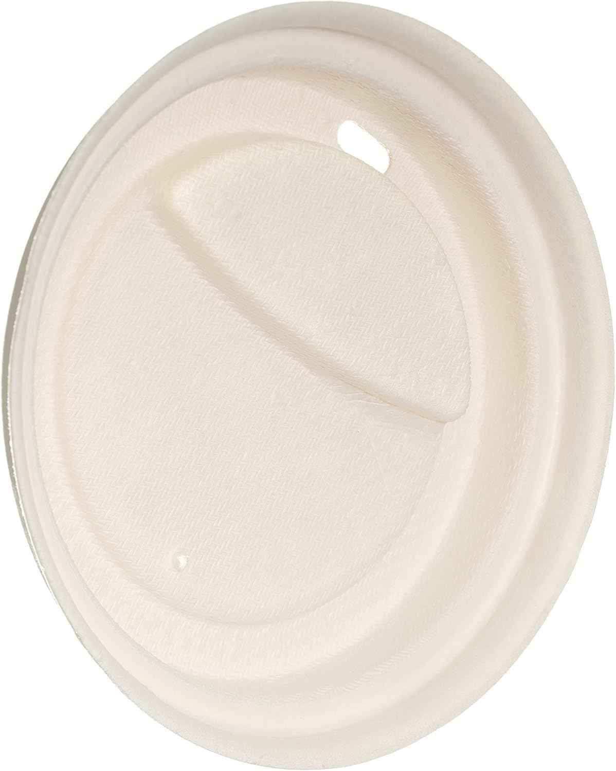 [50 PACK] Disposable Fiber Dome Lids for Coffee & Tea Cups - 100% Compostable & Biodegradable - Fits 10,12,16,20 oz Paper Cups - Extra Sturdy - Eco Friendly Sugarcane Bagasse