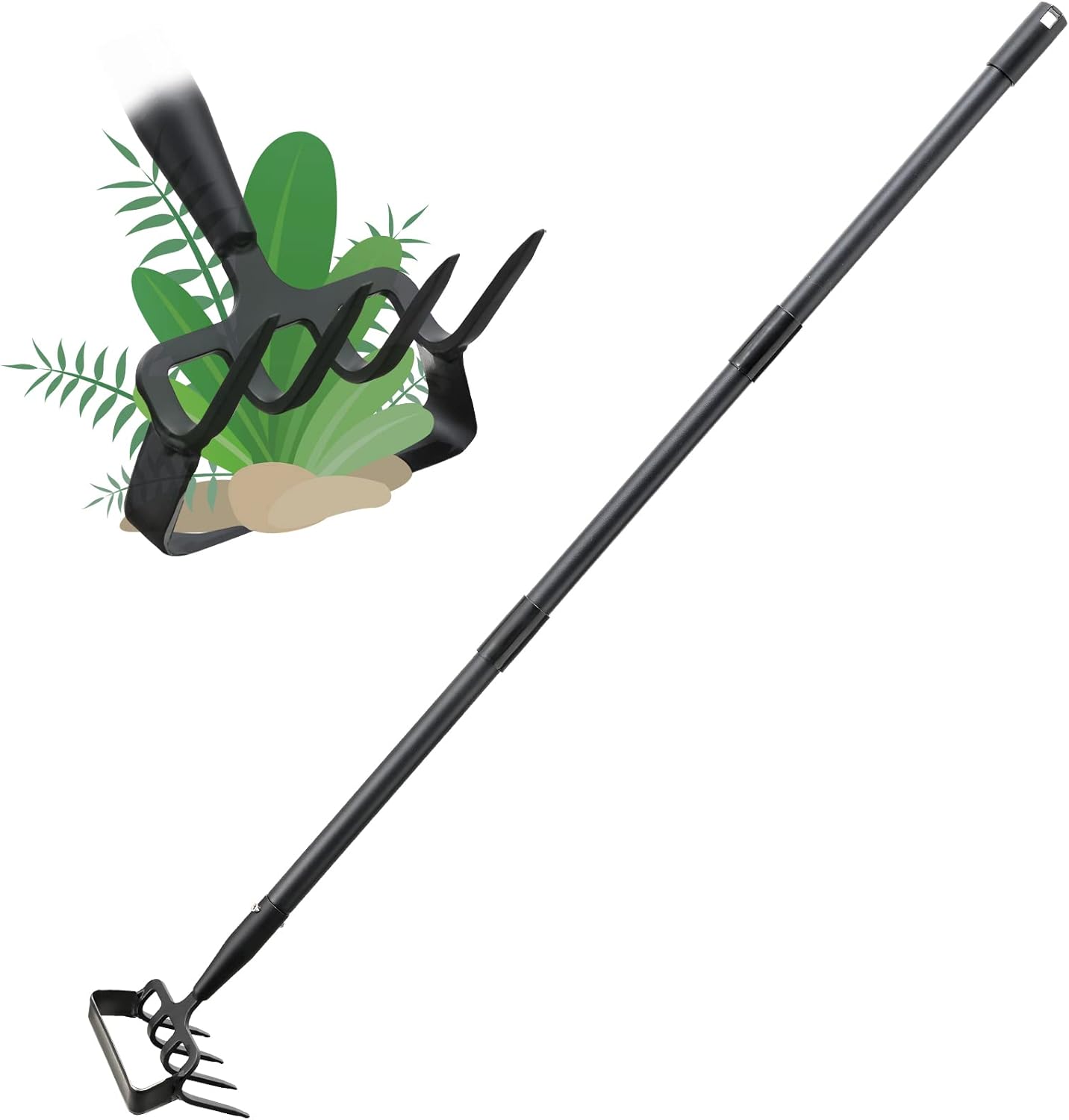 Oliynedy Stirrup Hoe Cultivator Garden Tool Heavy Duty,Scuffle Loop Action Hoe Weeding Gardening Hand Tools for Women Kids Men,Metal Weeder Scraper Garden Hoe Rake Weed Puller Long Handle 32-72