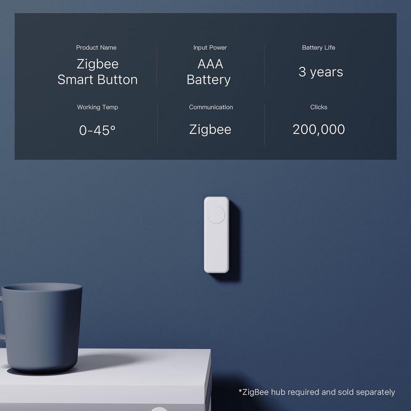 THIRDREALITY ZigBee Smart Button 2 Pack, 3-Way Remote Control, Require Zigbee hub, Work with SmartThings, Aeotec, Hubitat, Home Assistant, Third Reality Hub, Battery Included.