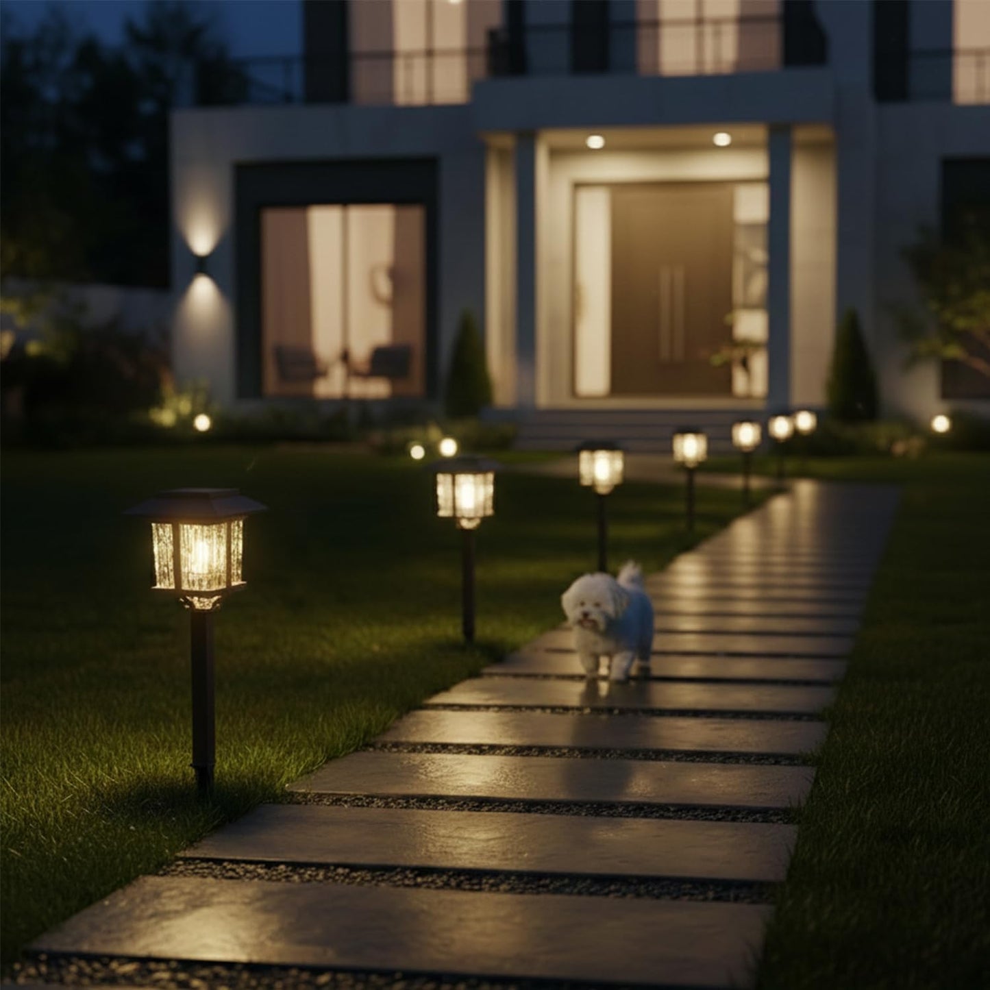 XMCOSY+ Solar Pathway Lights Outdoor, Glass Garden Lights with Warm Edison Glow, Waterproof Stainless Steel Landscape Lighting for Walkway Yard Patio Driveway Decor (4 Pack, Warm White)