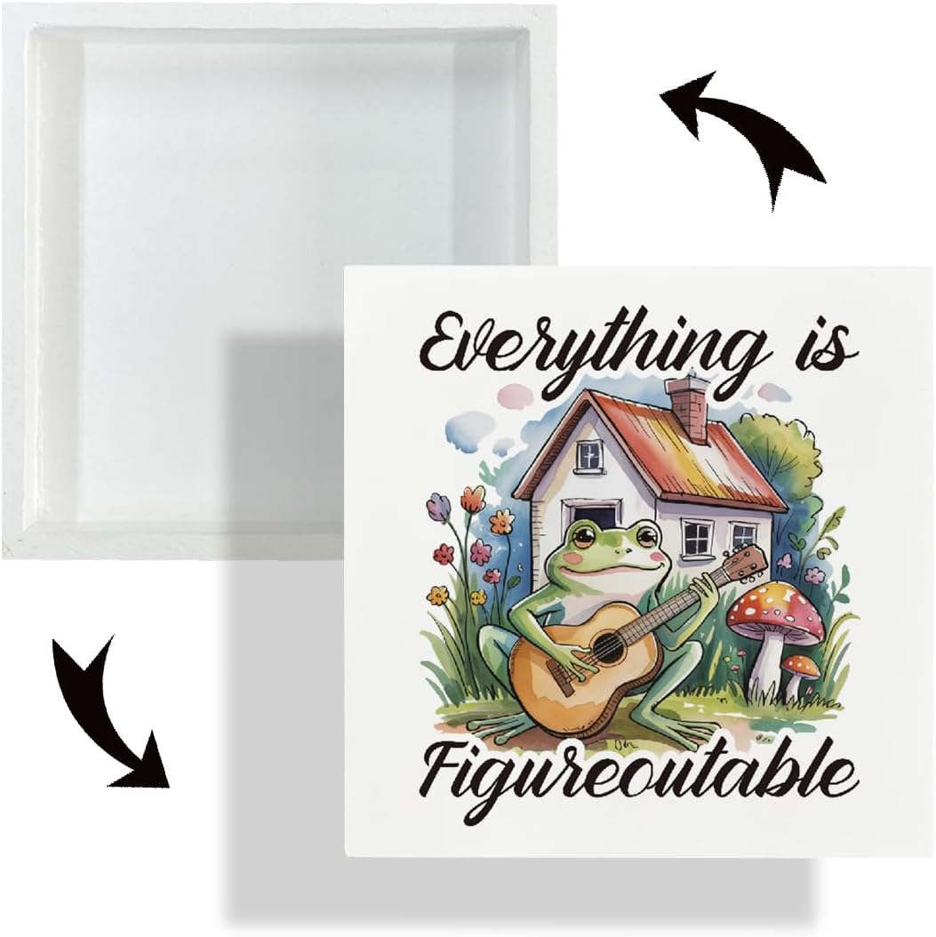 Inspirational Desk Signs, Rustic Wooden Box Signs, Motivation Wood Plaque for Office Cubicle Workplace Decor, Tabletop Decors, Everything is Figureoutable Sign 5×5×1.2inches