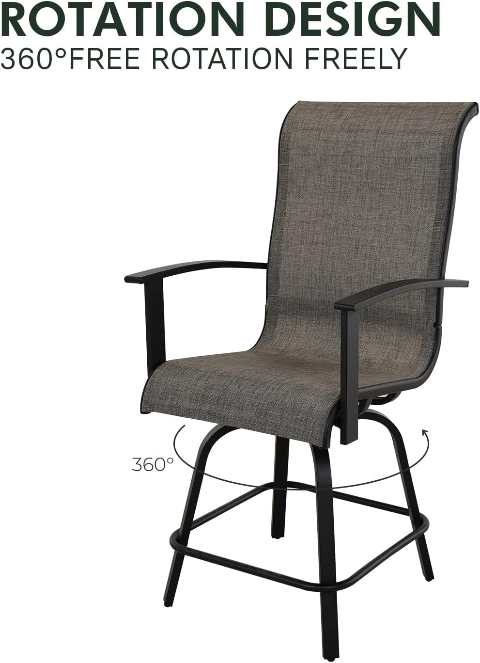 Grand patio Outdoor Counter Height Patio Stools Set of 4, Swivel Bar Chairs for Balcony, Poolside, Backyard, Garden (Coffee, 4PC)