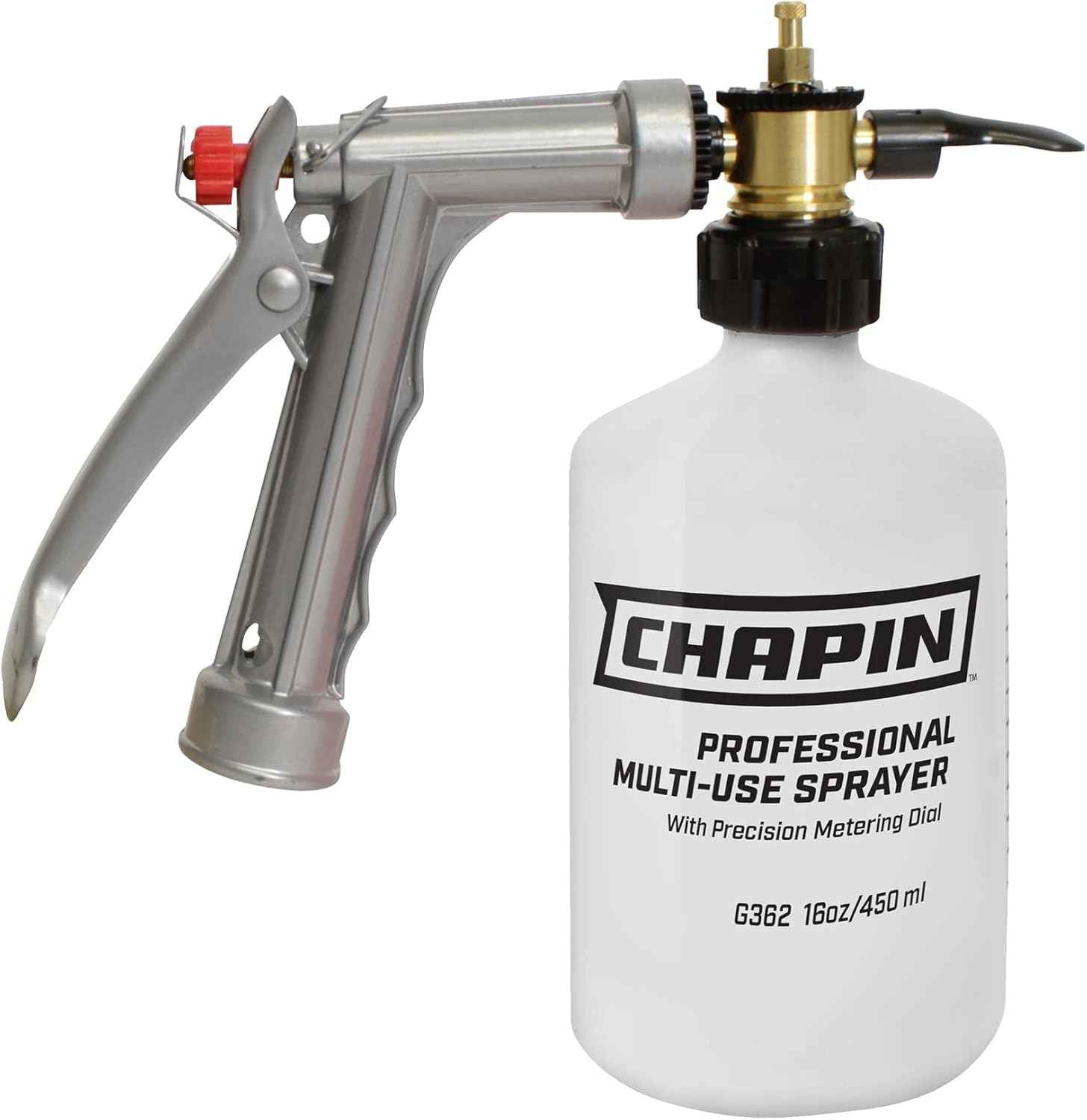Chapin G362 Made in The USA 16 Ounce Professional Lawn and Garden Hose-End Sprayer with 16 Mixing Ratios, Brass Mixing Head Backflow Prevention, Translucent White