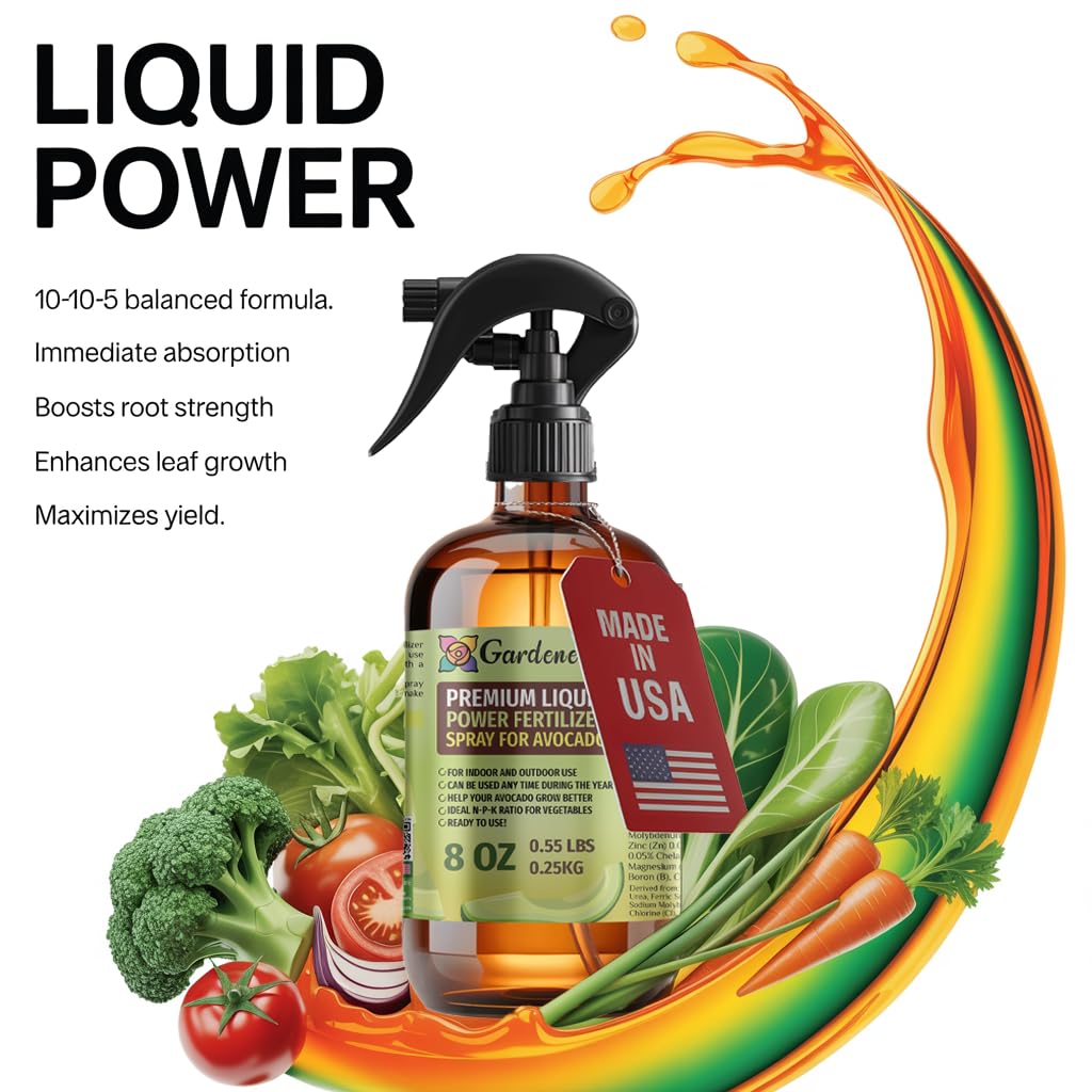 Liquid Power Squash Fertilizer Spray – Ready-to-Use Liquid Plant Food Mist for Squash – Premixed, Easy Application – Fast-Acting Formula for Growth, Roots & Yield – Indoor & Outdoor Use – 8 oz