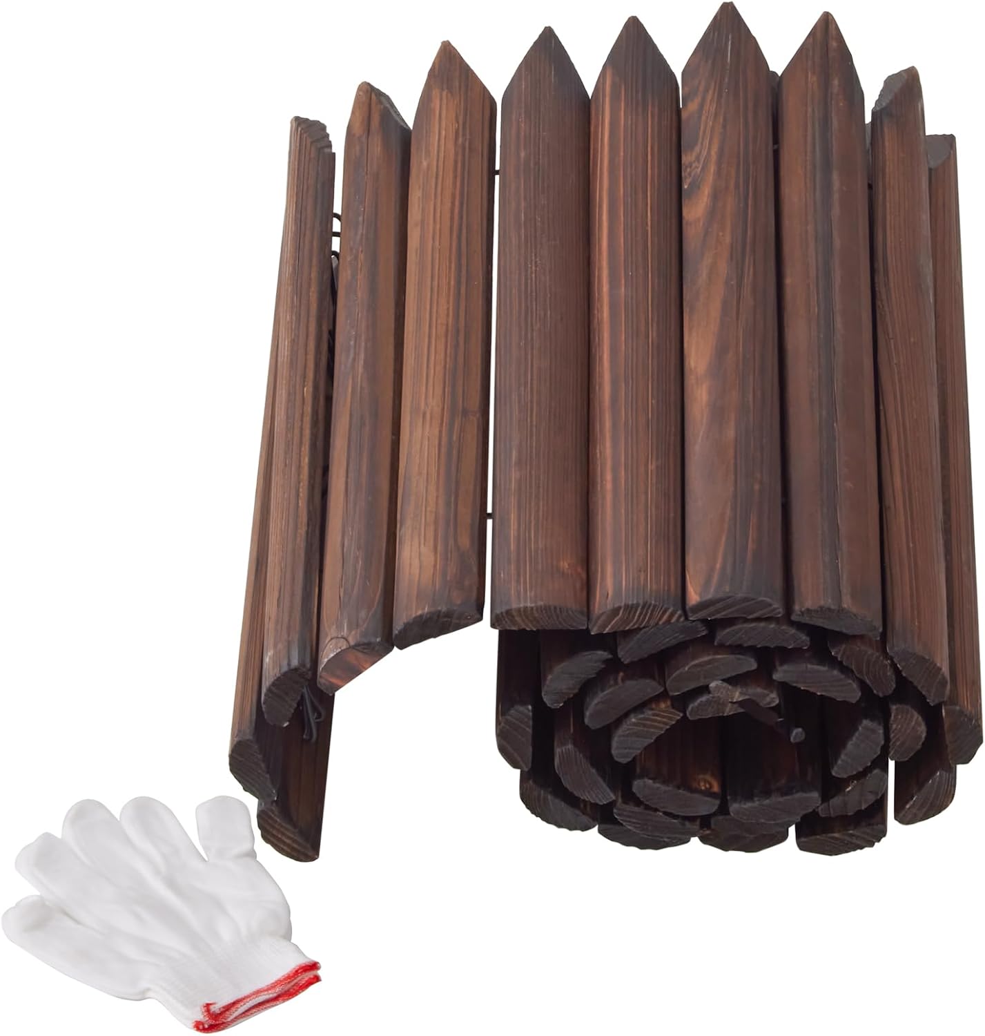Wood Garden Edging Border Wooden Short Fence Landscape Edging Anti Corrosive Lawn 47.2" L X 11.8" H (2PACK)