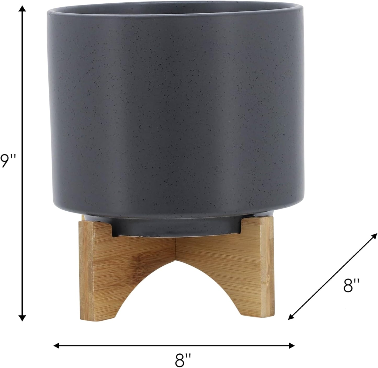 Sagebrook Home Ceramic Planter with Stand - Modern Stoneware Plant Pot - Minimalist Indoor/Outdoor Home & Garden Decor - 9" Gray