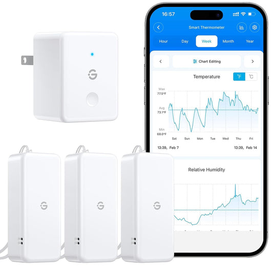 GoveeLife 2.0 WiFi Hygrometer Thermometer 3 Pack, Smart Humidity Temperature Sensor with App Notifications, 2-Year Free Data Storage Export, Temperature Humidity for Bedroom, Wine Cellar, Basements