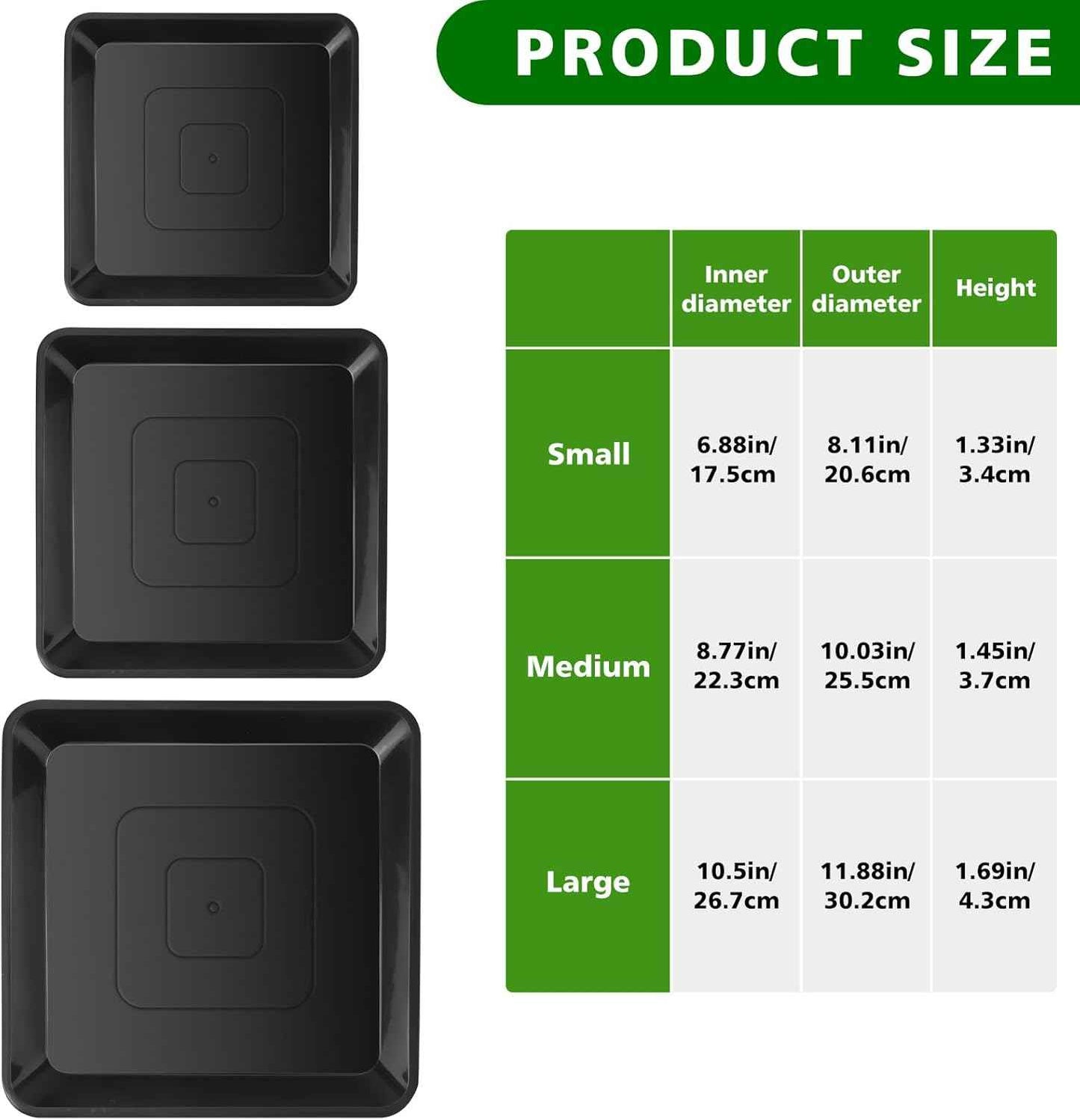 U0U 3 Size Square Stepping Stone Mold,8" 10.2" 12.2" Reusable Concrete Mold for Concrete,Plastic Cement Molds for Casting Garden Pavement and Forms Walkway (Black)
