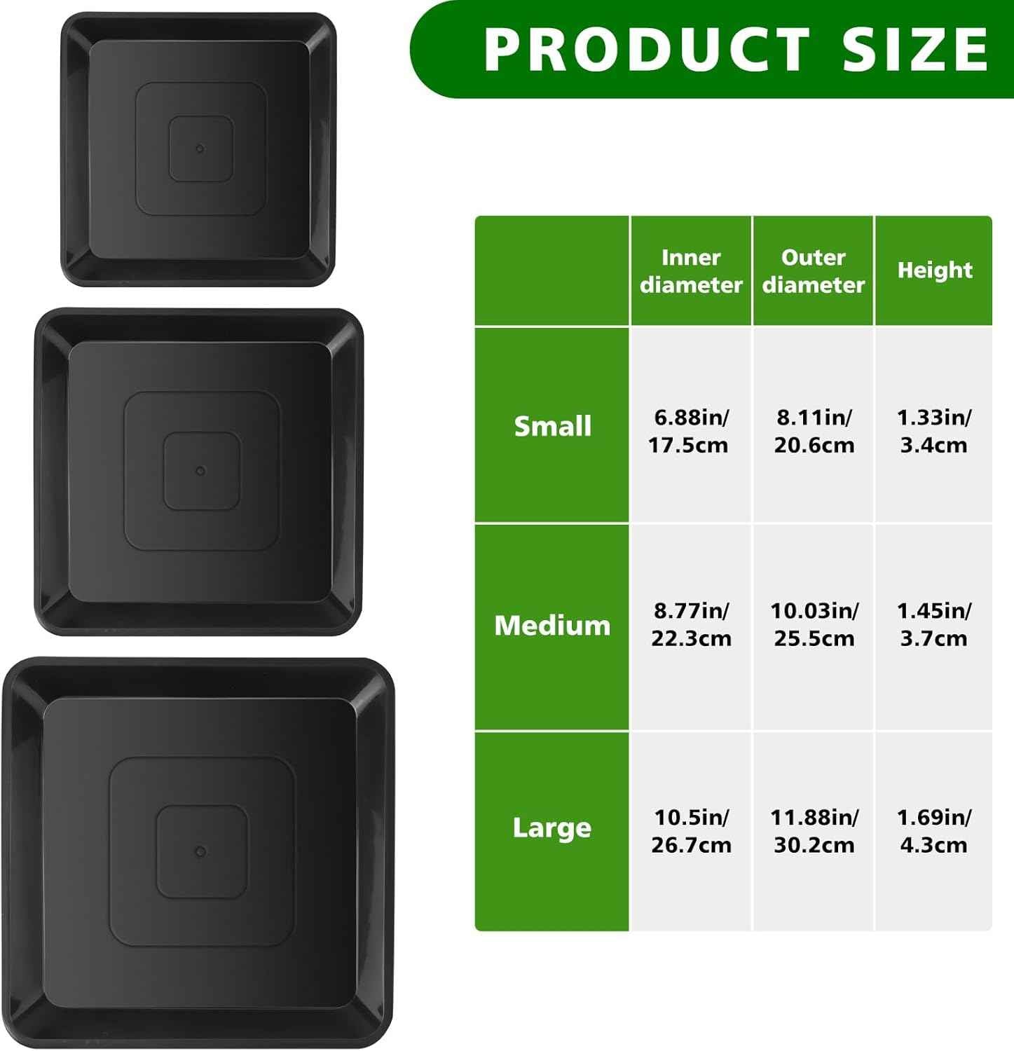 U0U 3 Size Square Stepping Stone Mold,8" 10.2" 12.2" Reusable Concrete Mold for Concrete,Plastic Cement Molds for Casting Garden Pavement and Forms Walkway (Black)