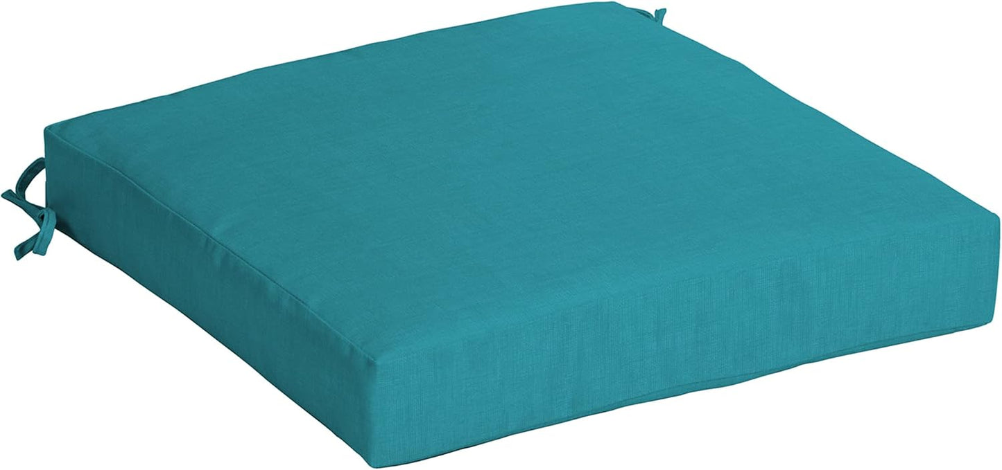 Arden Selections Outdoor Wicker Chair Cushion, 20 x 18, Rain-Proof, Fade Resistant 21 x 21, Lake Blue Leala (Pack of 4)
