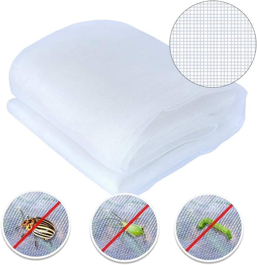 Agfabric Garden Netting 5'x50' Insect Pest Barrier Bird Netting for Garden Protection,Row Cover Mesh Netting for Vegetables Fruit Trees and Plants,White