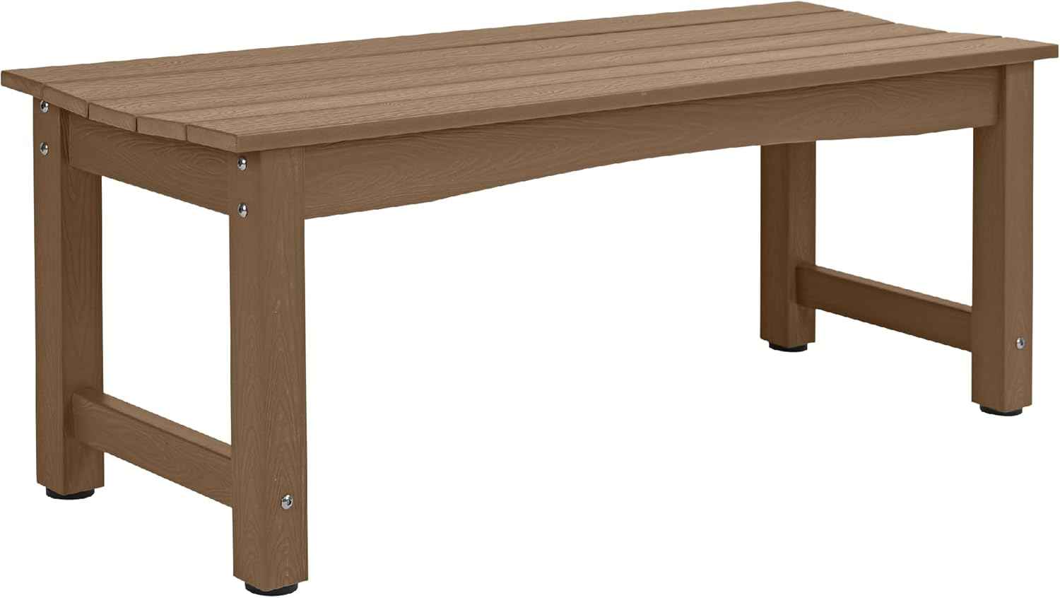 Weatherproof HIPS Outdoor Bench, 2-Person Patio Dining Bench, All-Weather Poly Lumber Garden Bench, Never Rot or Fade, Park Bench with Wood Grains for Porch, Deck, Entryway, Dark Brown